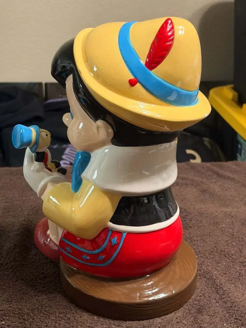 Vintage Disney Treasure Craft Pinocchio and Jiminy Cricket Ceramic Cookie Jar